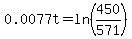 0.0077t=ln%28450%2F571%29