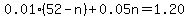 0.01%2852+-+n%29+%2B+0.05n+=+1.20