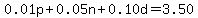 0.01p%2B0.05n%2B0.10d=3.50