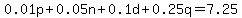 0.01p%2B0.05n%2B0.1d%2B0.25q=7.25