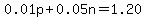 0.01p+%2B+0.05n+=+1.20