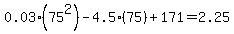 0.03%2875%5E2%29-4.5%2875%29%2B171+=+2.25
