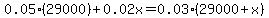 0.05%2829000%29+%2B+0.02x+=+0.03%2829000%2Bx%29
