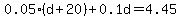 0.05%28d%2B20%29%2B0.1d=4.45