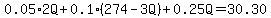 0.05%2A2Q%2B0.1%28274-3Q%29%2B0.25Q=30.30