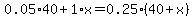 0.05%2A40%2B1.0%2Ax=0.25%2A%2840%2Bx%29