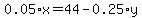 0.05%2Ax+=+44+-+0.25%2Ay