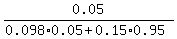 0.05%2F%280.098%2A0.05+%2B+0.15%2A0.95%29