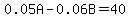 0.05A-0.06B=40