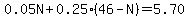 0.05N%2B0.25%2846-N%29=5.70