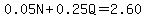 0.05N%2B0.25Q+=+2.60