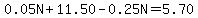 0.05N%2B11.50-0.25N=5.70