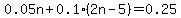 0.05n%2B0.1%282n-5%29=0.25
