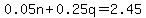 0.05n%2B0.25q=2.45