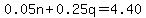 0.05n%2B0.25q=4.40