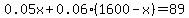 0.05x%2B0.06%281600-x%29=89