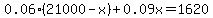 0.06%2821000-x%29%2B0.09x=1620