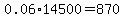 0.06%2A14500=870