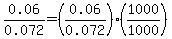 0.06%2F0.072=%280.06%2F0.072%29%2A%281000%2F1000%29