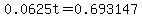 0.0625t=0.693147