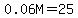 0.06M=25