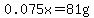 0.075x=81g