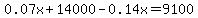 0.07x%2B14000-0.14x=9100