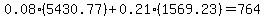 0.08%285430.77%29%2B0.21%281569.23%29=764