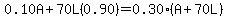 0.10A%2B70L%280.90%29=0.30%28A%2B70L%29
