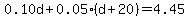 0.10d%2B0.05%28d%2B20%29=4.45