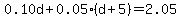 0.10d%2B0.05%28d%2B5%29=2.05