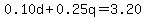 0.10d%2B0.25q=3.20