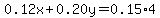 0.12x%2B0.20y=0.15%2A4