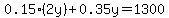 0.15%282y%29%2B0.35y=1300