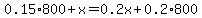 0.15%2A800%2Bx=0.2x%2B0.2%2A800