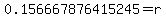 0.156667876415245=r