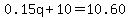 0.15q%2B10.00=10.60