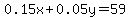 0.15x%2B0.05y=59