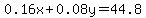 0.16x%2B0.08y=44.8