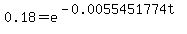0.18=e%5E%28-0.0055451774t%29
