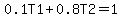 0.1T1%2B0.8T2=1