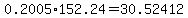 0.2005%2A152.24=30.52412