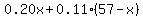 0.20x+%2B+0.11%2857-x%29
