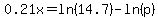 0.21x=ln%2814.7%29-ln%28p%29