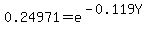 0.24971=e%5E%28-0.119Y%29