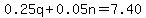 0.25q%2B0.05n=7.40