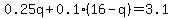 0.25q%2B0.1%2816-q%29=3.1