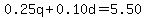 0.25q%2B0.10d=5.50