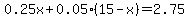 0.25x%2B0.05%2A%2815-x%29=2.75