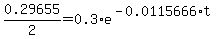0.29655%2F+2=+0.3%2Ae%5E%28-0.0115666%2At%29